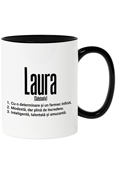 StoryGift Romania Cana Cu Numele Laura, si Mesaj Motivational, Determinare, M...