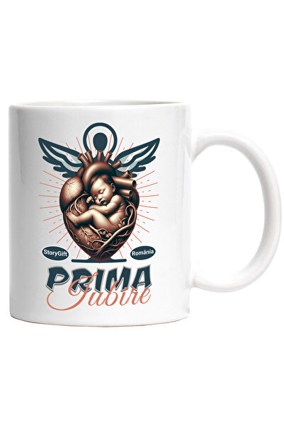 StoryGift Romania Cana prima iubire inima bebe nou nascut inger, 330ml, Ceram...