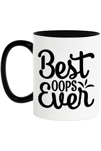 StoryGift Romania Cana cu textul in engleza "Best oops ever" - cea mai tare "greseala" dintotdeaun, Cu Maner Negru