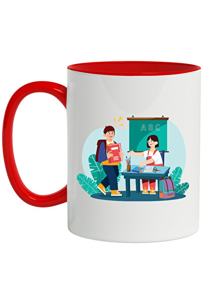 StoryGift Romania Cana Cu Invatator, Scoala, Ghiozdan, Carte, Caiet, Multicol...