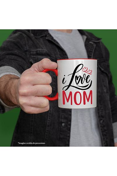 StoryGift Romania Mug for a loved and appreciated mother - good family, good children with Red Handle, With