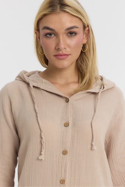 Heaven Ephesus Γυναικείο τουνίκ - Μουσελίνα με κουκούλα μακρυμάνικο - 1050