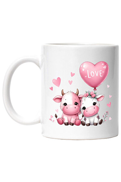 StoryGift Romania Cana cu o vacuta si un taur, ilustratie, inimioare, iubire,...