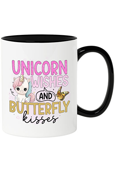 StoryGift Romania Cana cu unicorn si fluture cu mesajul "Unicorn Wishes and B...