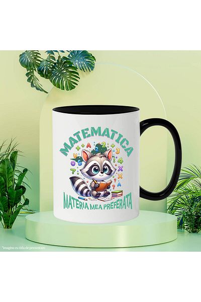 StoryGift Romania Cana cu Sconcs Cu Caiet Matematica Cifre Text matematica Materia Mea Preferata S, Cu Maner Negru