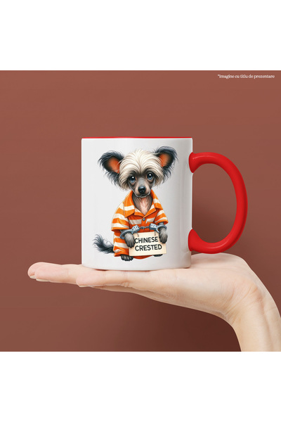 StoryGift Romania Cana cu un catel Chinese Crested la puscarie, incatusat, ar...