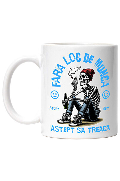 StoryGift Romania Cana cu Schelete Uman Cu Tigara Si Bere Text Fara Loc De Mu...