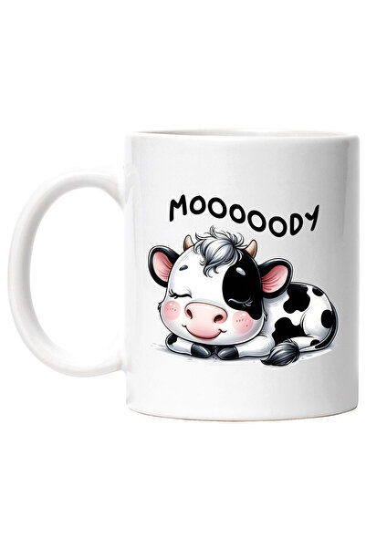 StoryGift Romania Cana cu o vacuta cu mesajul "Mooooody", ilustratie, amuzant...
