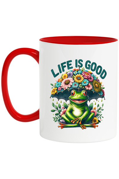 StoryGift Romania Cana cu o broasca cu mesajul "Life is good", stilul hippie,...