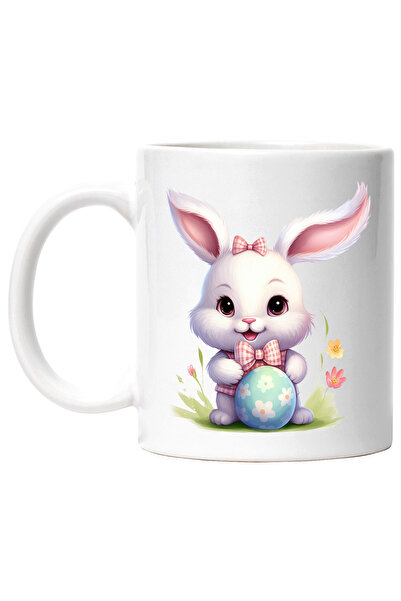 StoryGift Romania Cana cu un iepuras care tine un ou vopsit | floricele | pla...