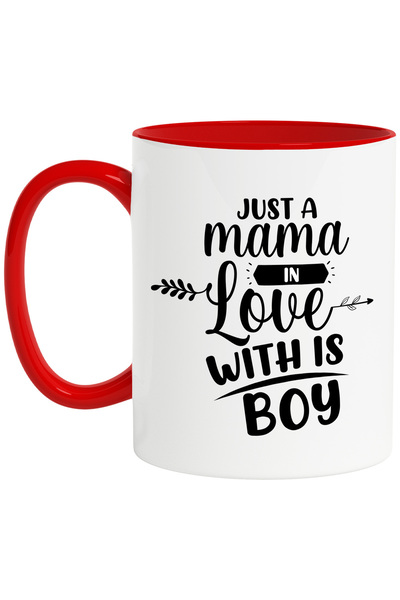 StoryGift Romania Cana cu textul in engleza "Just a mama in love with her boy...