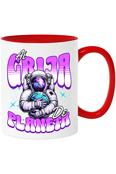 StoryGift Romania Cana cu Astronaut Costum Spatial Imbratisare Planeta Pamant...