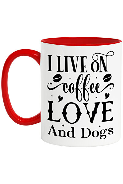 StoryGift Romania Cana cu mesajul "I live on coffee, love and dogs" - traiesc...