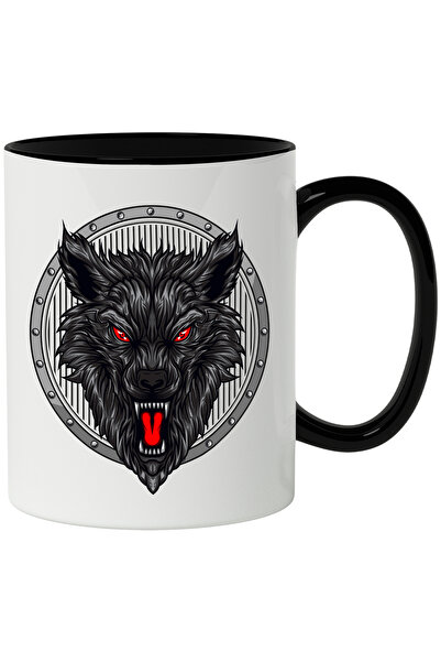 StoryGift Romania Cana Cu Cap De Lup, Scut, Colti, Multicolor 330 ml, Ceramic...