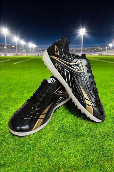Liger Men's Football Shoes - Astroturf and Field Black Gold