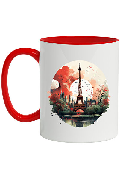 StoryGift Romania Cana Cu Turnul Eiffel, Pasari, Cer, Soare, Apus, Cladiri, C...