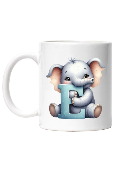 StoryGift Romania Cana cu elefant cu litera "E", ilustratie, pentru copii, sc...
