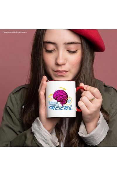 StoryGift Romania Mug with Colorful Human Brain Arrows Eagle Eyes Text Please Use C, Cu, STG.