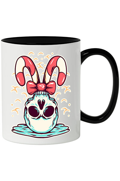 StoryGift Romania Cana Cu Gheata, Funda, Bastoane Craciun, Craniu, Multicolor 330 ml, Ceramica cu , Cu Maner Negru