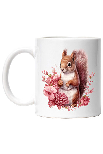 StoryGift Romania Cana cu o veverita | ilustratie | floricele | frunze | plan...