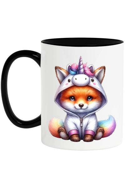 StoryGift Romania Cana cu o vulpe in costum de unicorn, ilustratie, vesela, p...