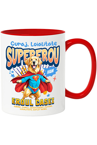 StoryGift Romania Cana cu Golden Retriever Caine In Costum de SuperMan cu Pel...