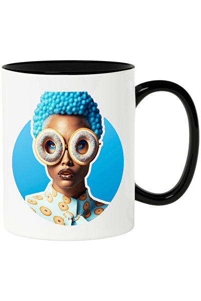 StoryGift Romania Cana Cu Fata cu Gogosi pe Ochi, Par Albastru si Haine cu Im...