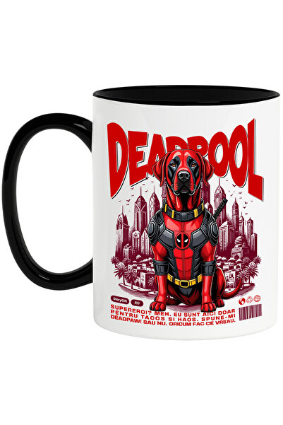 StoryGift Romania Cana cu Labrador Retriever Caine In Costum de DeadPool cu P...