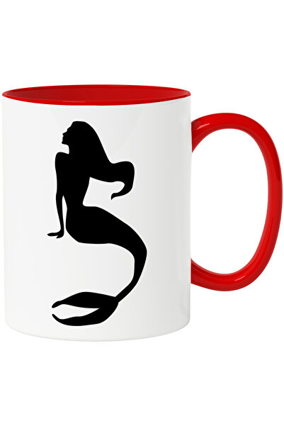 StoryGift Romania Cana cu o sirena cu parul lung - slaba cu Maner Rosu, Cu Ma...