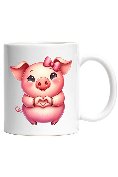 StoryGift Romania Cana cu o purcelusa care face un semn in forma de inima | i...