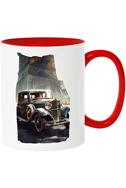 StoryGift Romania Cana Cu Masina de Colectie, Veche, Masini, Antic, Colectionari,Ceramica, 330ml, , Cu Maner Rosu