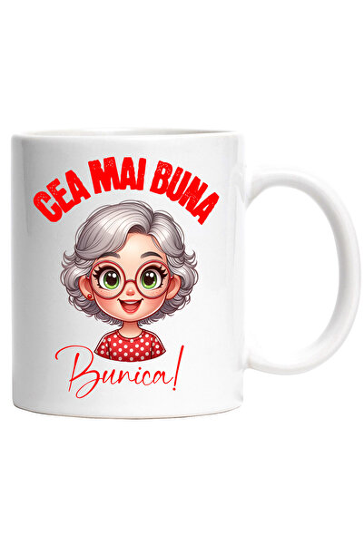 StoryGift Romania Cana Femeie Cu Ochelari Vesela Text Cea Mai Buna Bunica Fam...