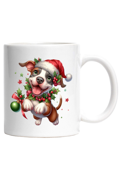 StoryGift Romania Cana cu un catelus vesel | ilustratie | caciula de Craciun ...