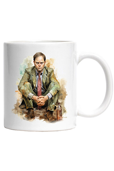 StoryGift Romania Cana Cu Dwight Schrute, The Office, Personaj Celebru, Multicolor 330 ml, Ceramic, Cu Maner Alb