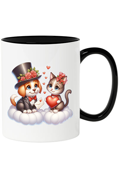 StoryGift Romania Cana cu o pisicuta si un catel care stau pe norisori | ilus...