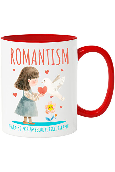 StoryGift Romania Cana cu Fata Stil Desene Animate Cu Breton Inima, Porumbel ...
