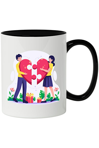 StoryGift Romania Cana Cu Inima, Cuplu, Puzzle, Multicolor 330 ml, Ceramica c...