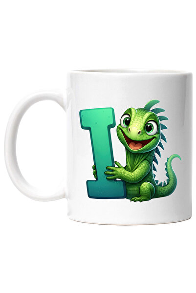 StoryGift Romania Cana cu soparla iguana cu litera "I", ilustratie, pentru co...