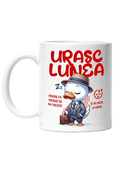 StoryGift Romania Cana cu Rata Haioasa Alba cu Costum Elegant Palarie Serviet...