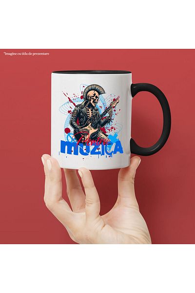 StoryGift Romania Mug with Human Skeletons with Leather Jacket and Electric Guitar Rock Music Fun, With ,STG
