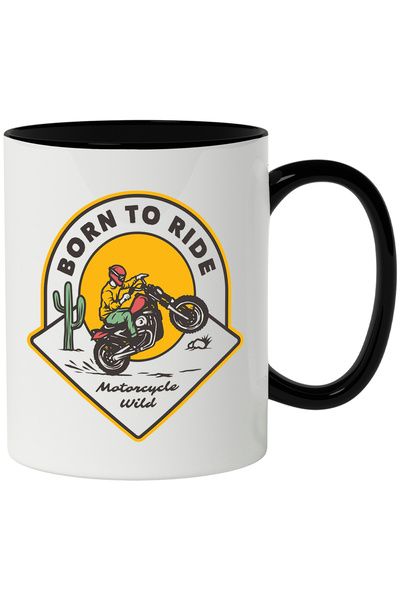 StoryGift Romania Cana Cu Mesaj In Engleza Born To Ride, Motocicelta, Cactus,...