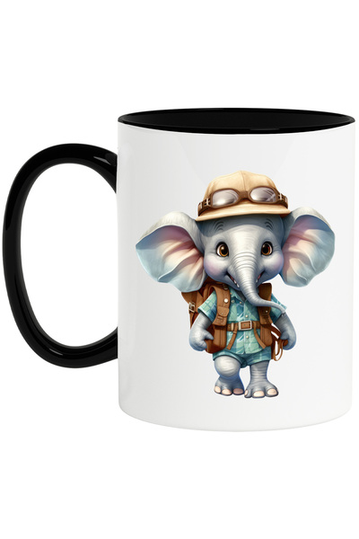 StoryGift Romania Cana cu un pui de elefant explorator | ilustratie | ghiozdan | excursie | calato, Cu Maner Negru