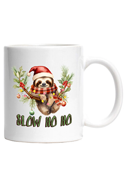 StoryGift Romania Cana cu animalul sloth/lenes cu mesajul "Slow Ho Ho", Craci...