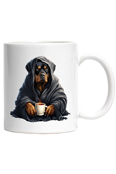 StoryGift Romania Cana cu un caine Rottweiler care are un capod gri | tine o ...