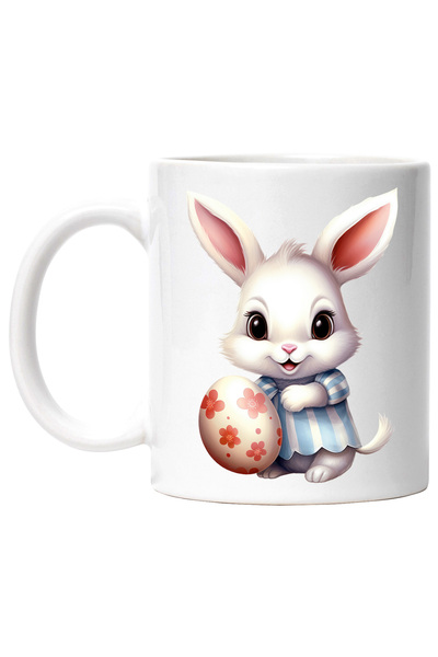 StoryGift Romania Cana cu un iepuras alb care tine un ou vopsit | ilustratie ...