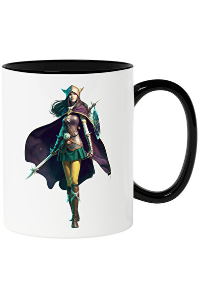 StoryGift Romania Cana cu Personaj Feminim Luptatoare, Sabie, Custom de Lupta...