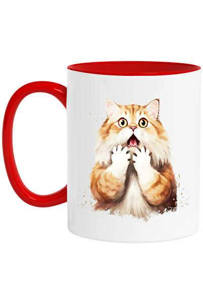 StoryGift Romania Cana cu o pisica socata, ilustratie, speriata, mirata, uimi...