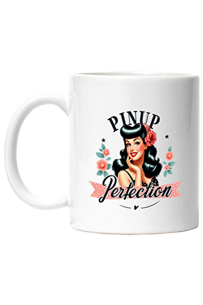 StoryGift Romania Cana cu mesajul "Pinup perfection", ilustratie, stil retro,...