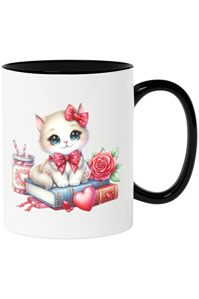 StoryGift Romania Cana cu o pisicuta vesela | ilustratie | funda | trandafir ...