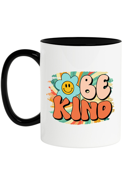 StoryGift Romania Cana cu mesajul "Be kind", stilul hippie, cultura, ilustrat...